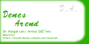 denes arend business card